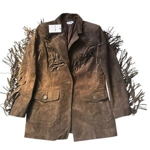 Re/Done Suede Fringe Blazer Jacket Brown Western NWT